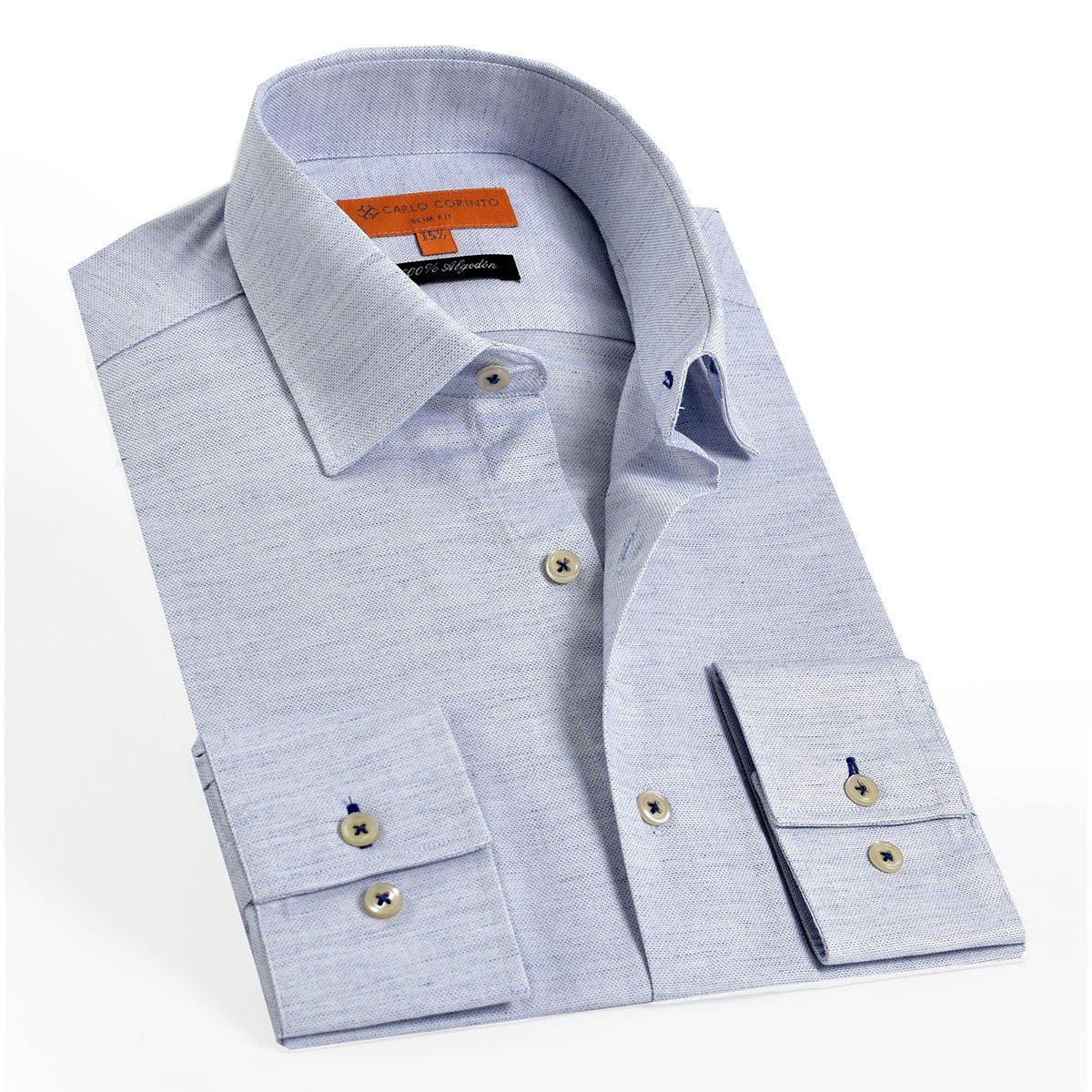 Camisa Vestir Azul Claro Carlo Corinto Slim Fit