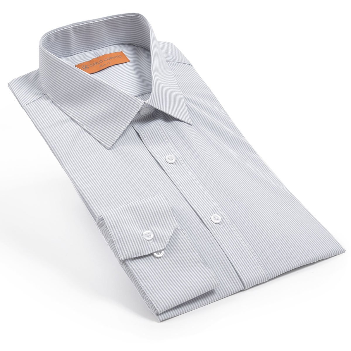 Camisa Gris Rayas Carlo Corinto Slim Fit