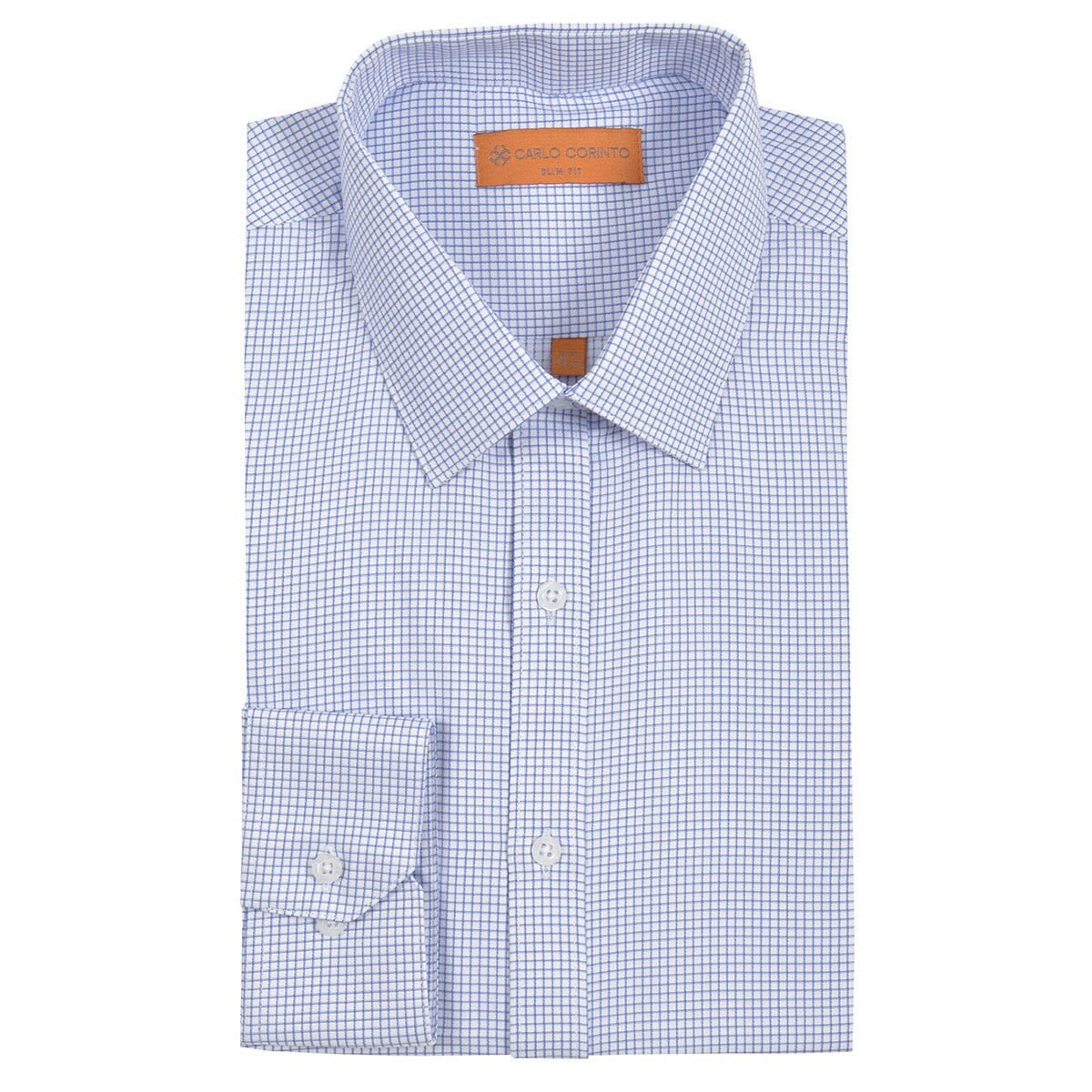 Camisa Azul Claro Semi Lisa Carlo Corinto Slim Fit