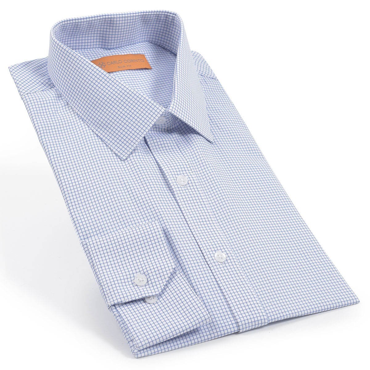 Camisa Azul Claro Semi Lisa Carlo Corinto Slim Fit