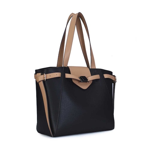 Bolso Tote Negro con Textura Cloe