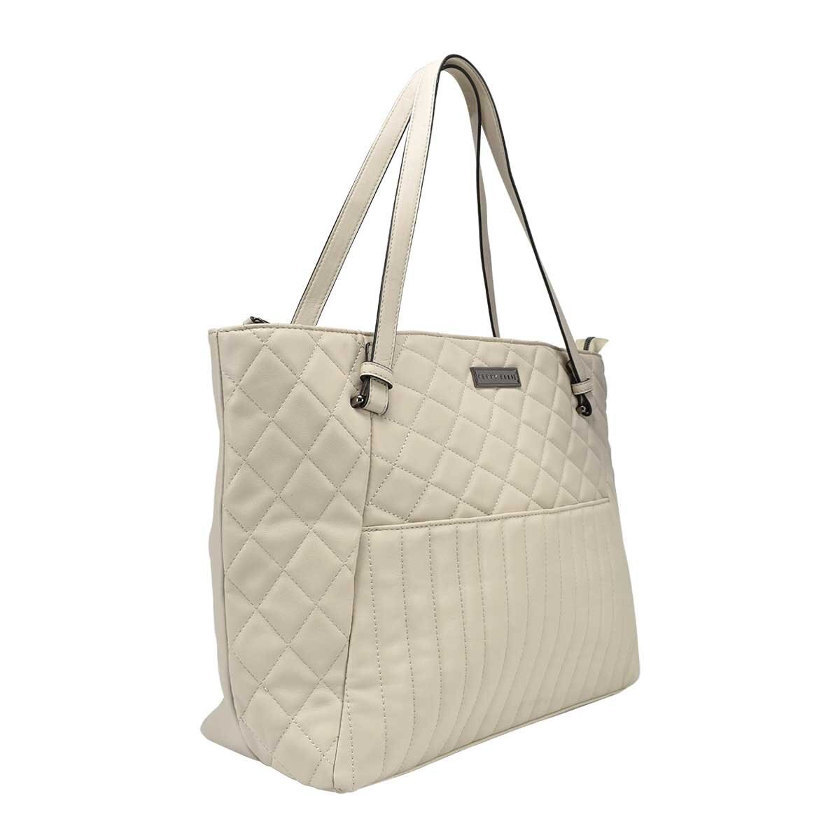 Tote Beige con Diseño Capitonado Perry Ellis