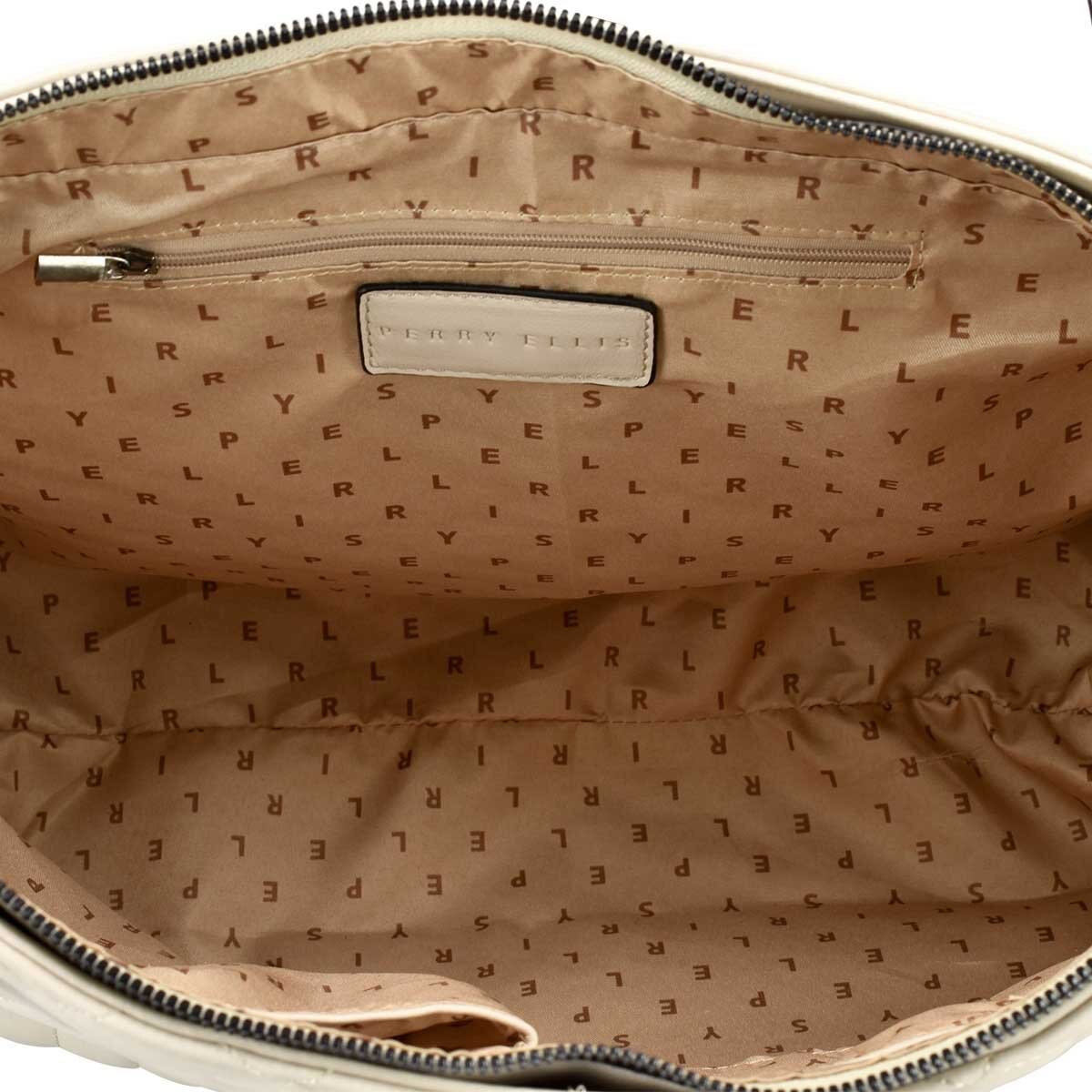 Tote Beige con Diseño Capitonado Perry Ellis