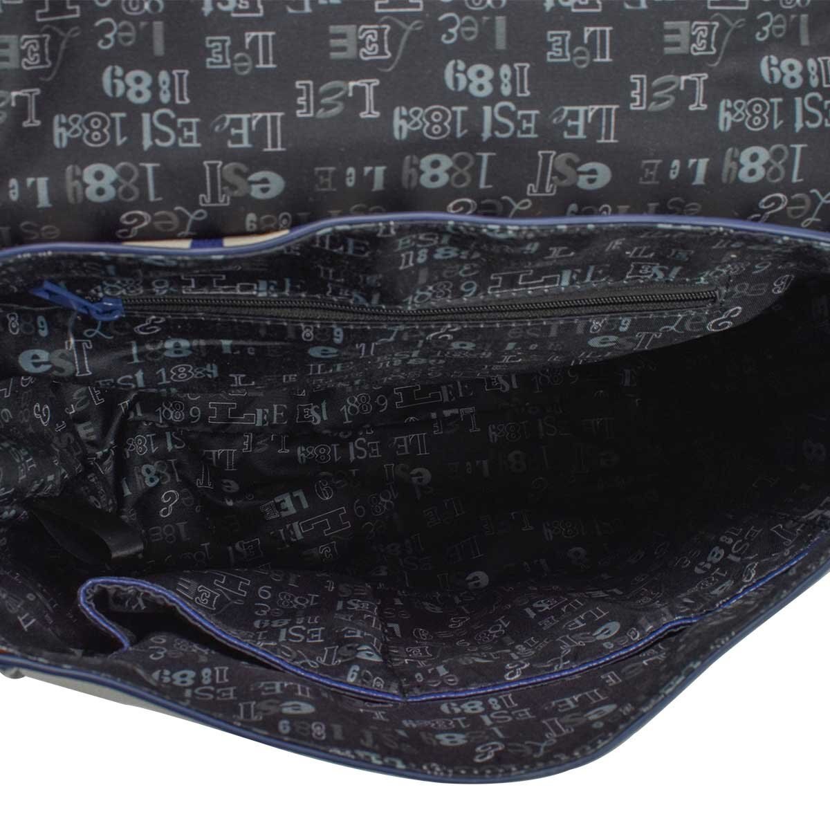Backpack Blanca con Rayas en Azul Lee