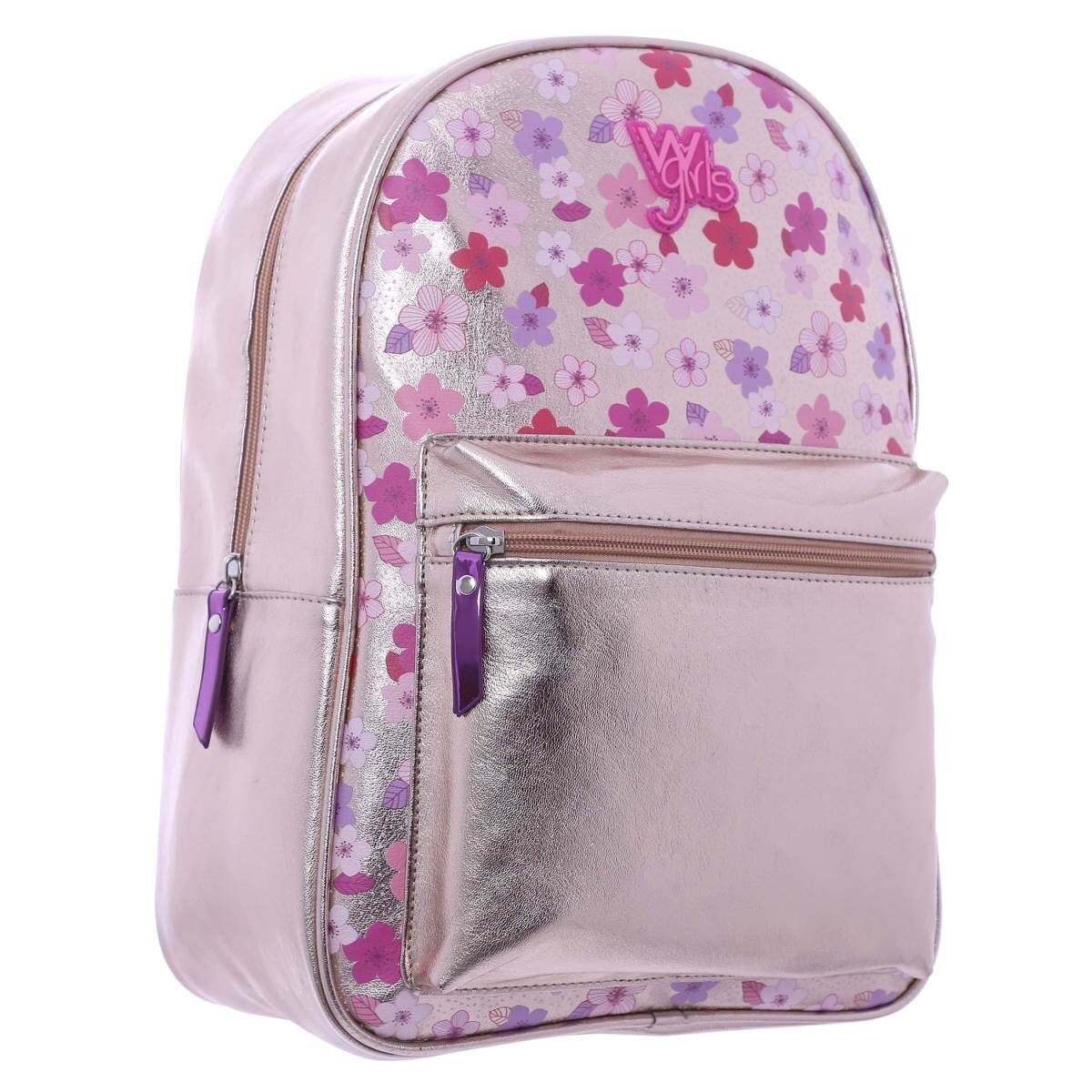 Backpack Metálica con Flores W Girls