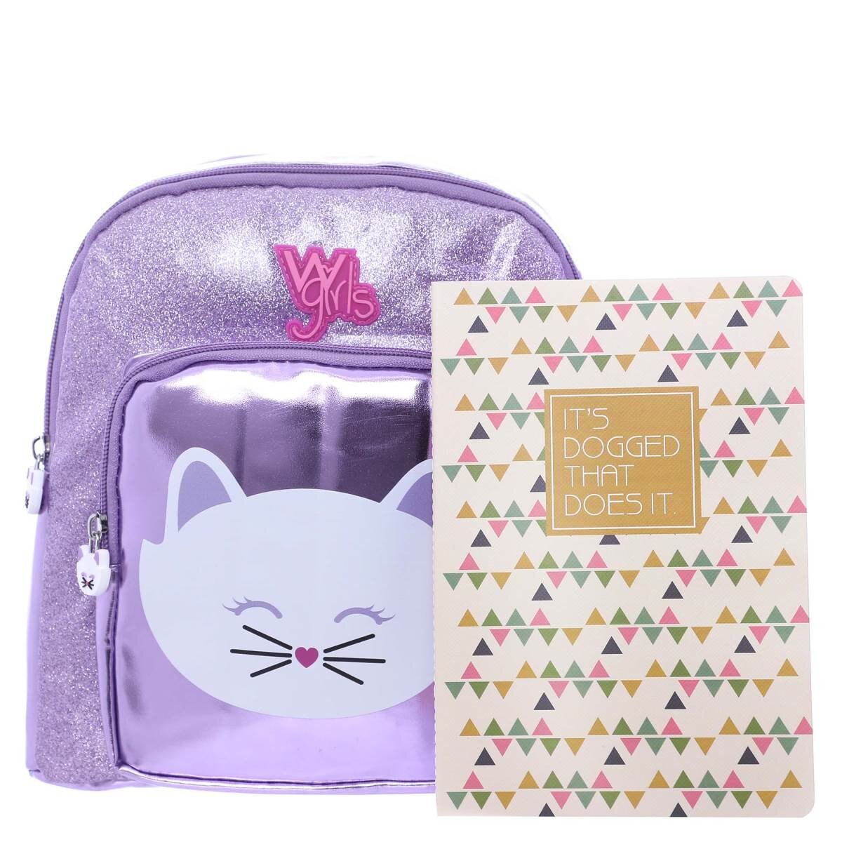 Backpack con Grafico de Gato W Girls