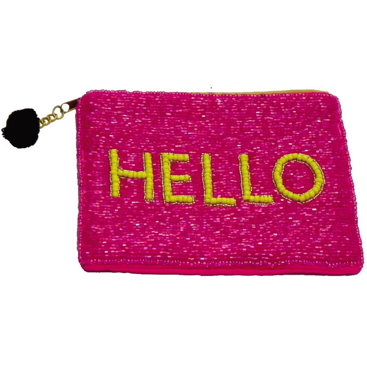 Cometiquera de Tela con Piedras “Hello” 17.7X12.7 Cms Dolphin Exports