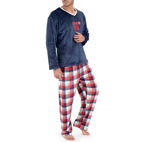 Pijama para Caballero Azul con Pantalon Largo Flanel Star West
