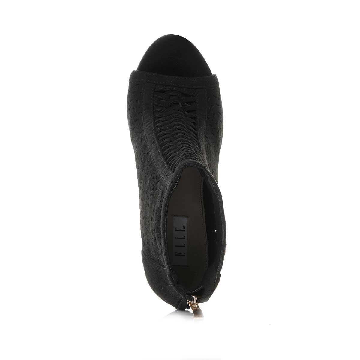 Shootie Corte Laser con Cierre Trasero Color Negro Elle