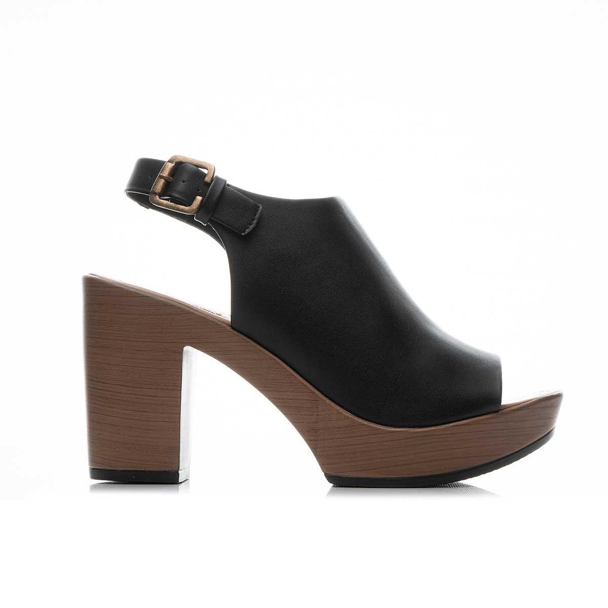 Sandalia con Plataforma Madera Color Negro Xoxo