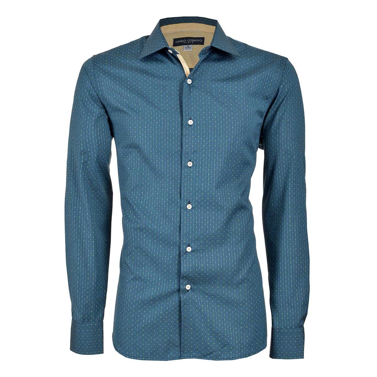Camisa de Vestir Tradicional Verde Obscuro Secf 10 Carlo Corinto para Caballero