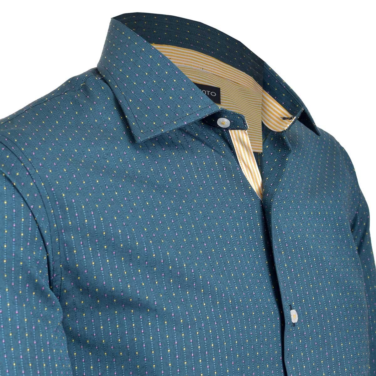 Camisa de Vestir Tradicional Verde Obscuro Secf 10 Carlo Corinto para Caballero