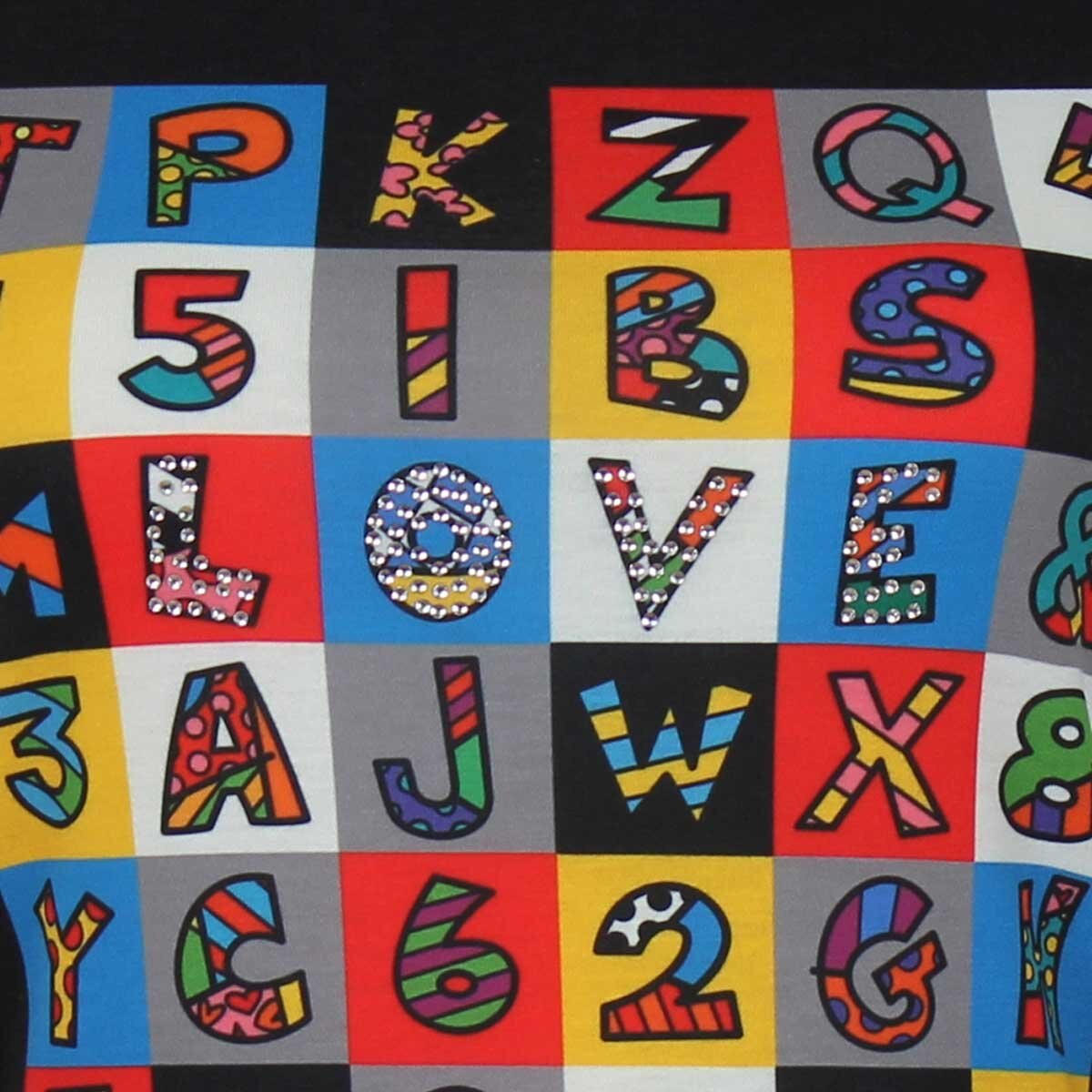 Blusa para Dama Escote Redondo con Estampado Numero Y Letras Romero Britto