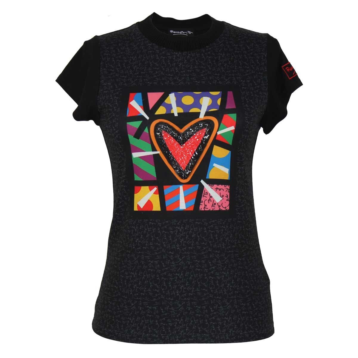 Blusa para Dama Escote Redondo con Estampado de Corazón Romero Britto