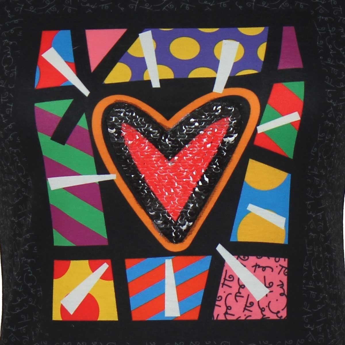 Blusa para Dama Escote Redondo con Estampado de Corazón Romero Britto