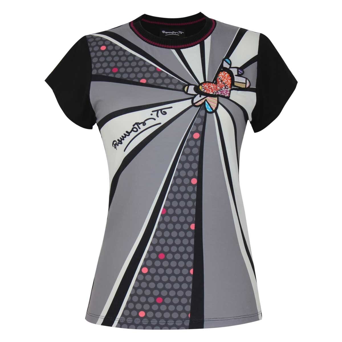 Blusa para Dama con Estampado de Corazón Romero Britto