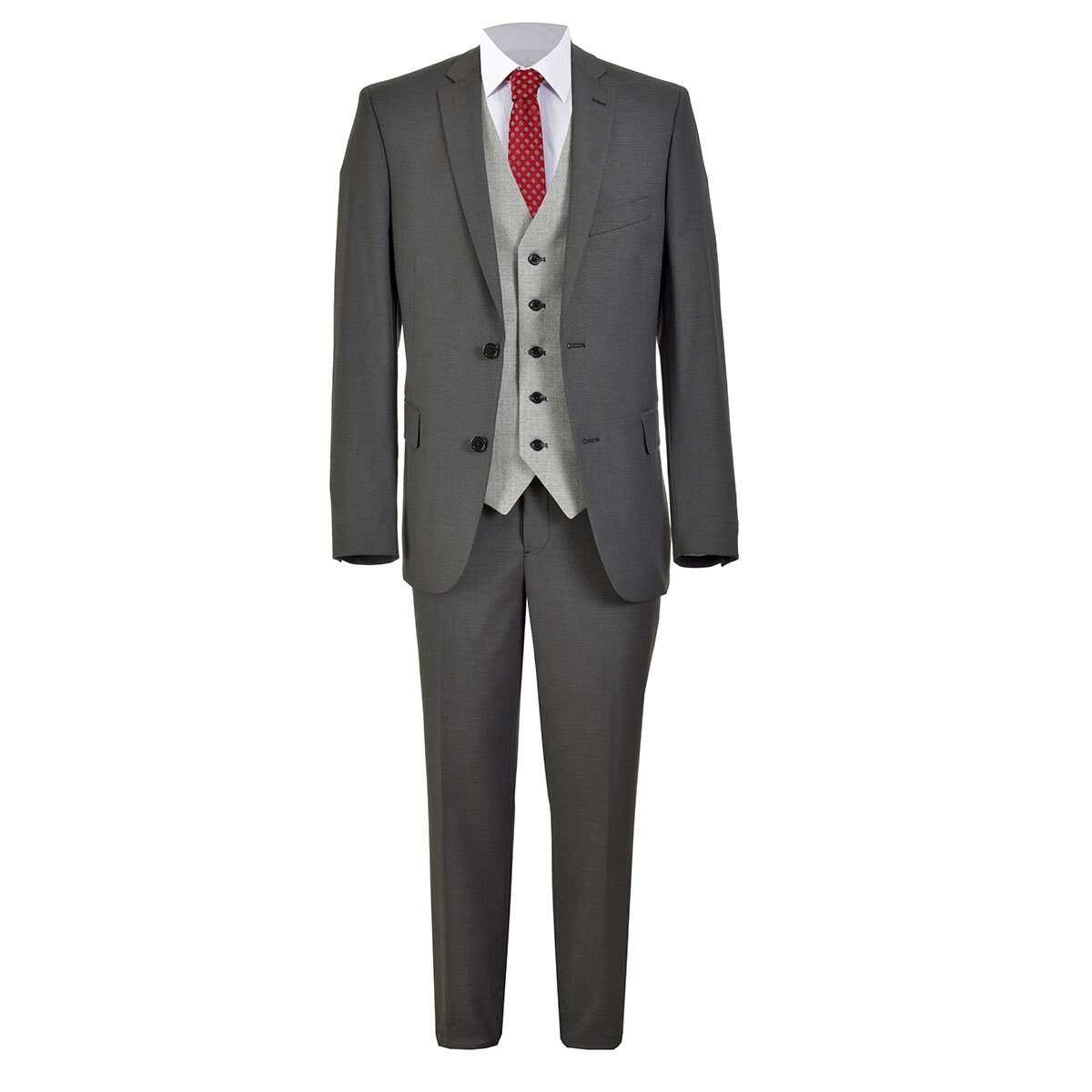 Traje con Chaleco Gris Oxford Carlo Corinto Slim Fit para Caballero