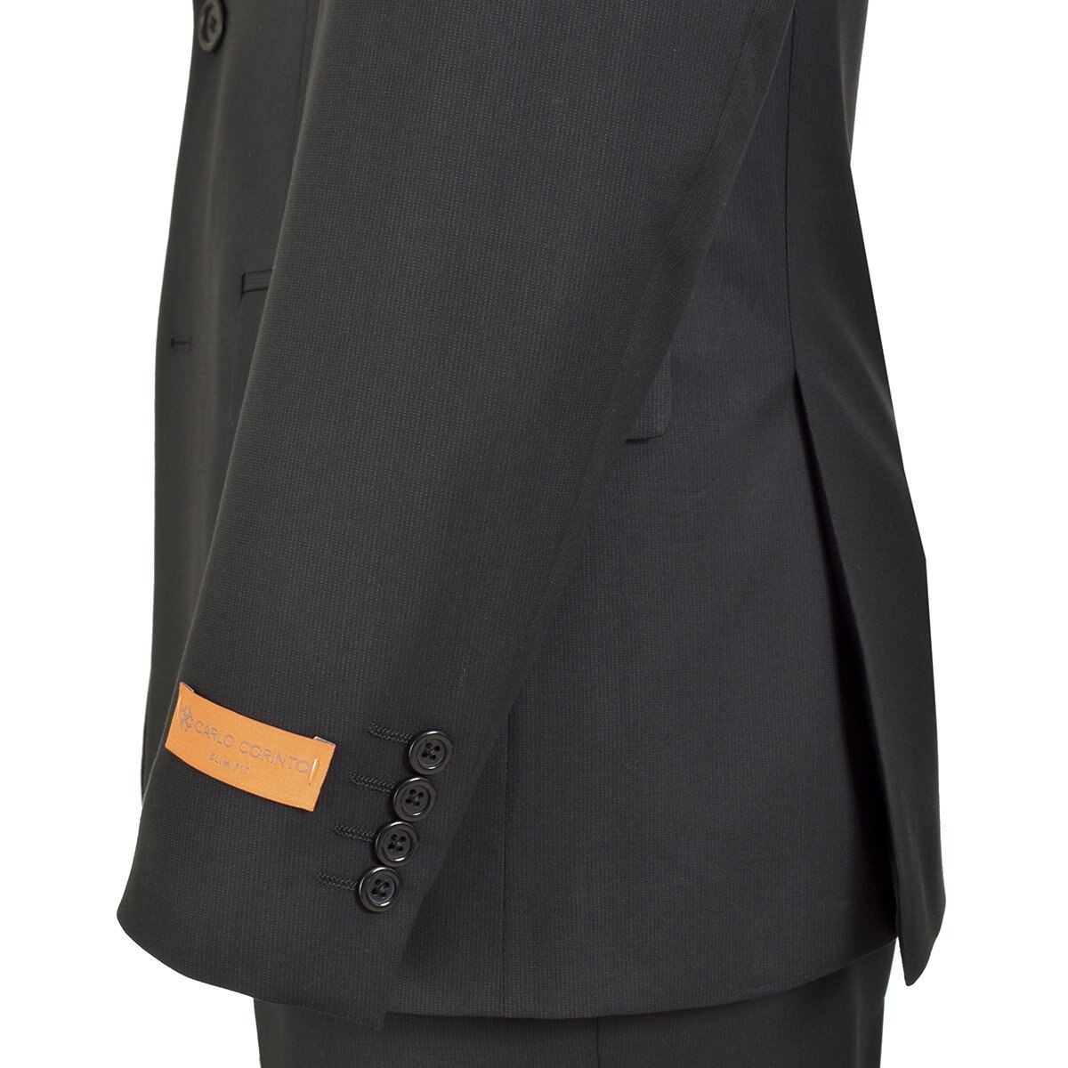 Traje Negro con Detalle en Manga Carlo Corinto Slim Fit