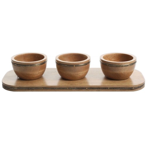 Set Pinehurst 3 Bowls con Charola de Madera Gibson