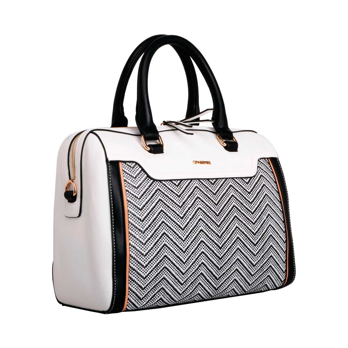 Bolsa Satchel Blanca con Grecas Crabtree