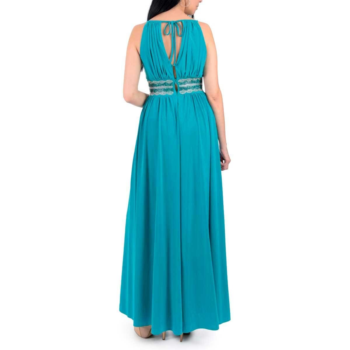 Vestido de Fiesta Largo con Bordado en la Cintura