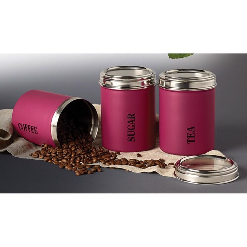 Set 3 Canisters Acero Inoxidable Rosa Ttuu8794 Tabletops