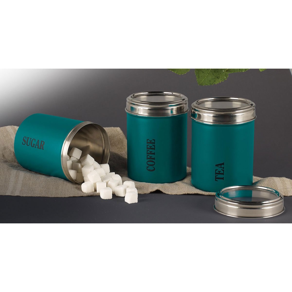 Set 3 Canisters Acero Inoxidable Verde Ttuu8796 Tabletops