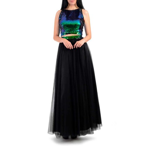 Vestido Crop Top con Lentejuela Falda de Tul