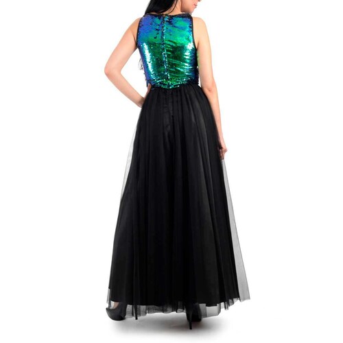 Vestido Crop Top con Lentejuela Falda de Tul