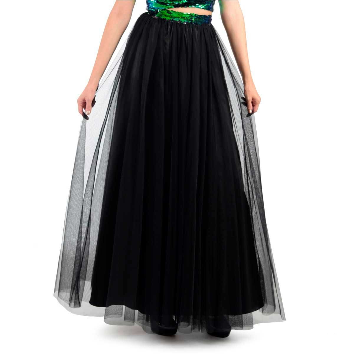 Vestido Crop Top con Lentejuela Falda de Tul