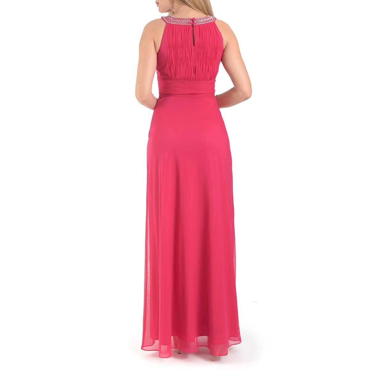 Vestido Largo con Bordado en Cuello