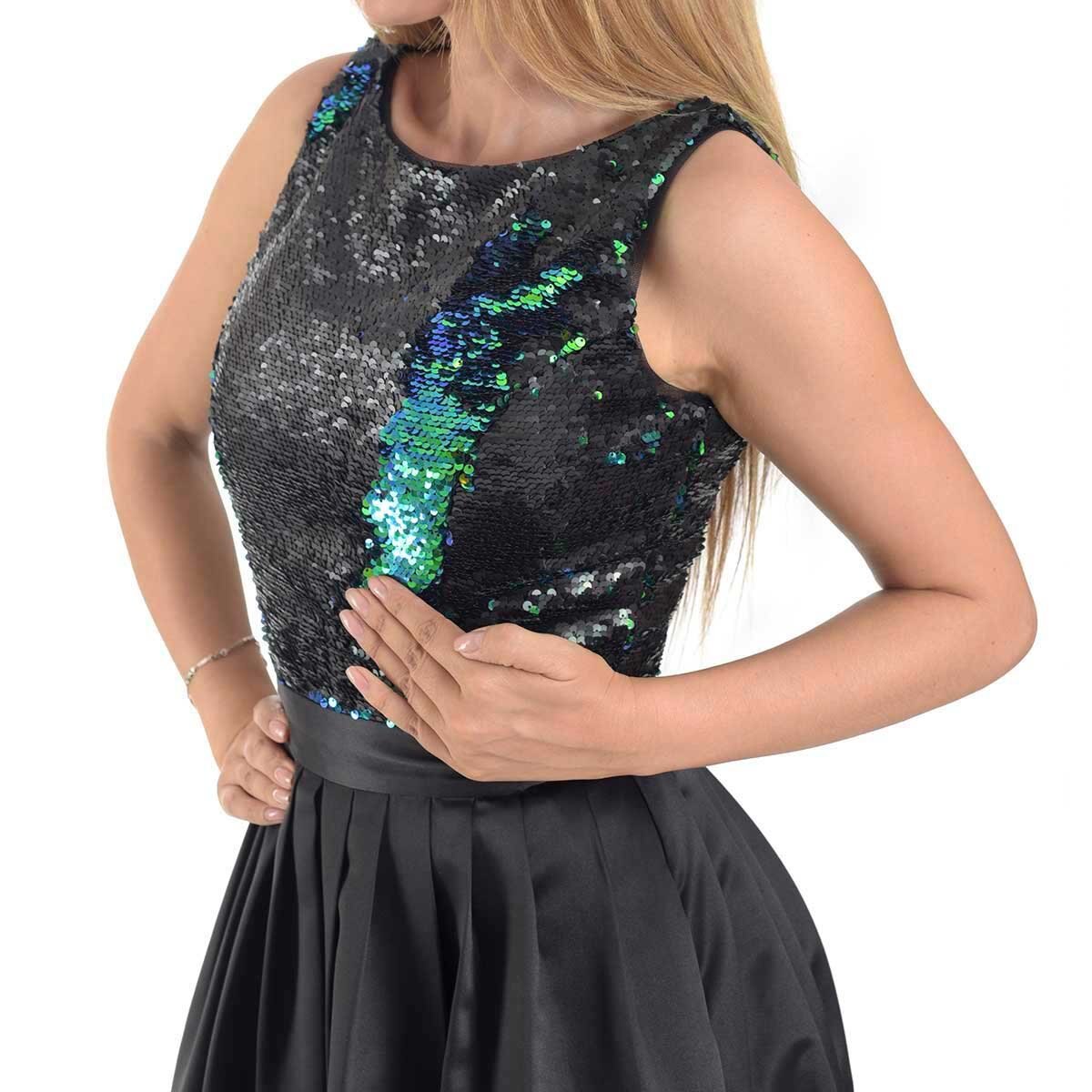 Vestido Largo Hi Low Lentejuela Falda