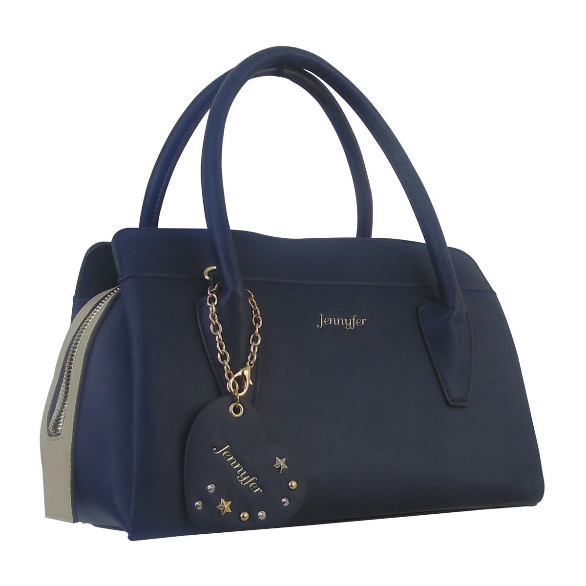 Bolso Color Azul Detalle de Cierre Color Gris Jennyfer