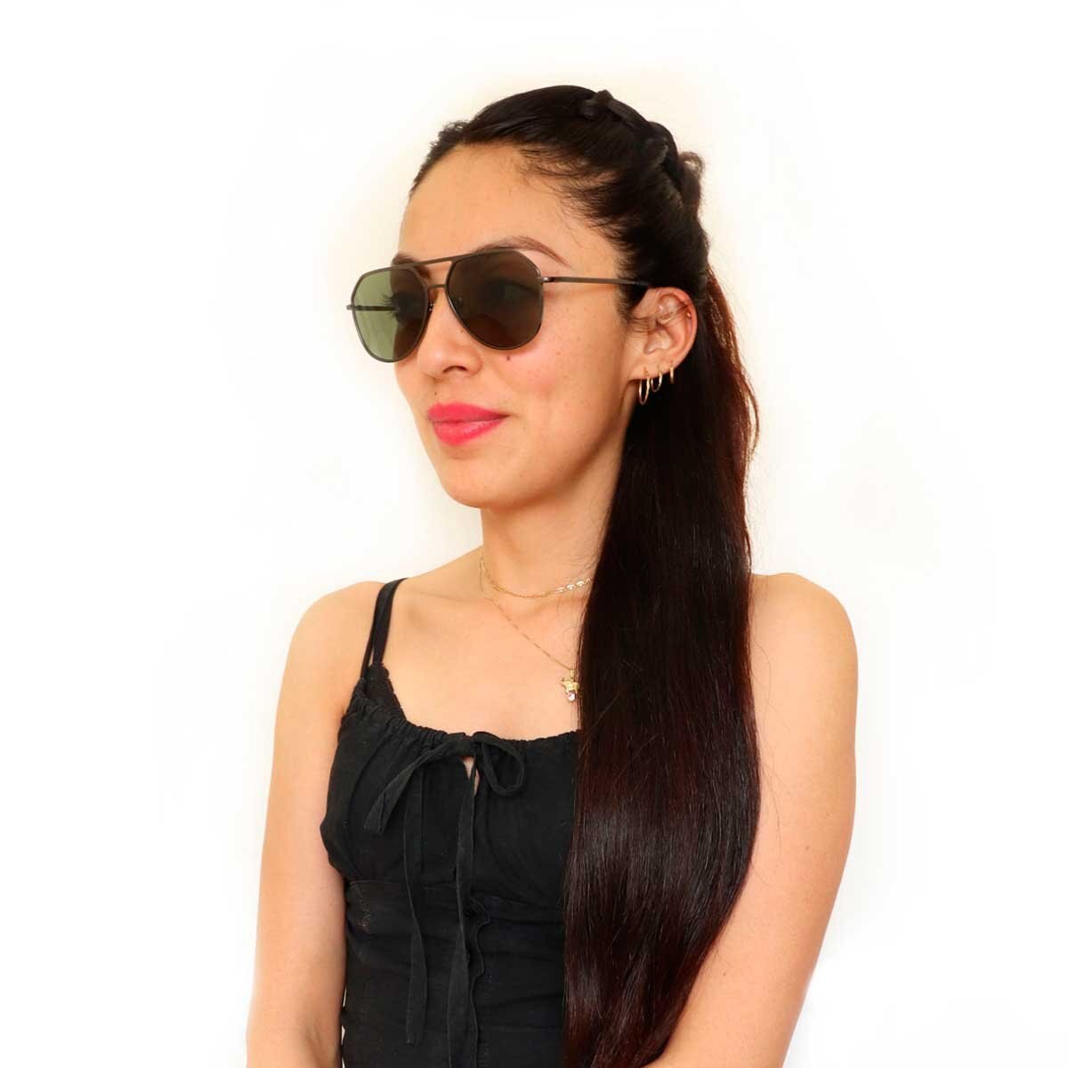 Lentes Aviador Mtl Gris Micas Verdes Emanuel Ungaro