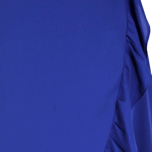 Falda Azul Corte Envolvente con Escarola Liso Elle para Dama