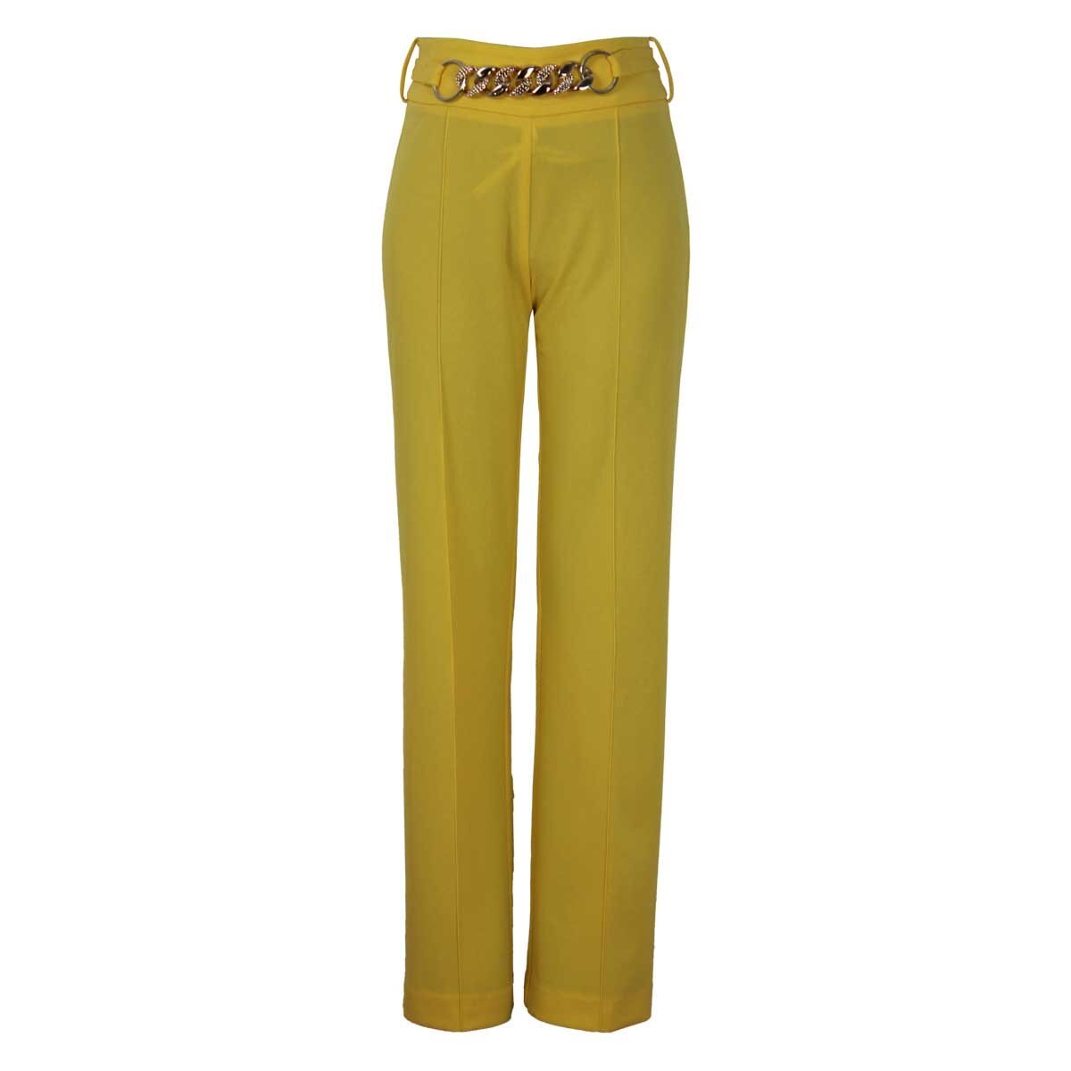Pantalón Color Mostaza Corte Recto City Femme para Dama