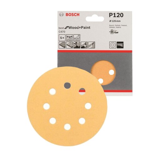 Disco de Lija de 5” para Maderas en General, Metal y Pintura Bosch