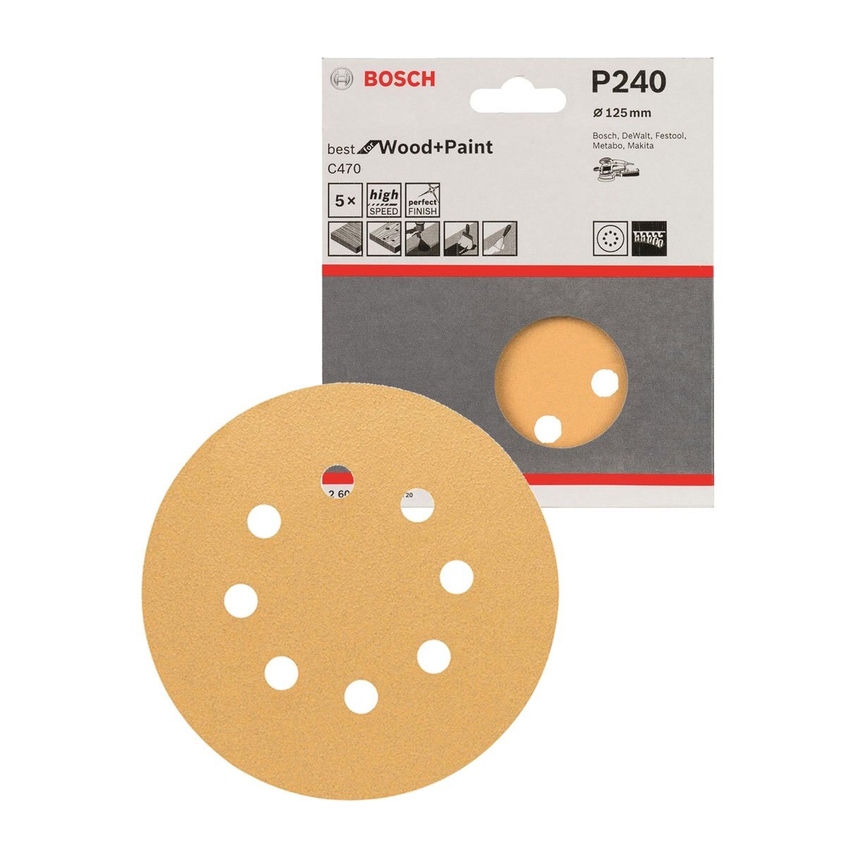 Disco de Lija de 5” para Maderas en General, Metal y Pintura Bosch