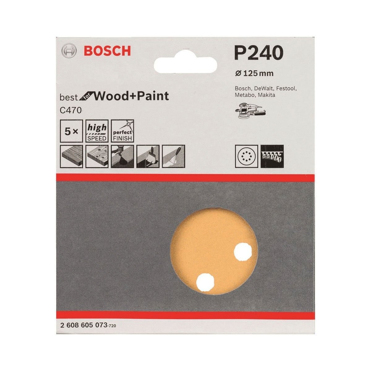 Disco de Lija de 5” para Maderas en General, Metal y Pintura Bosch