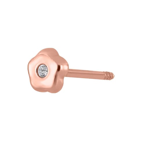 Broqueles Oro Rosa 14Kt y Diamante para Bebé Mi Primer Diamante