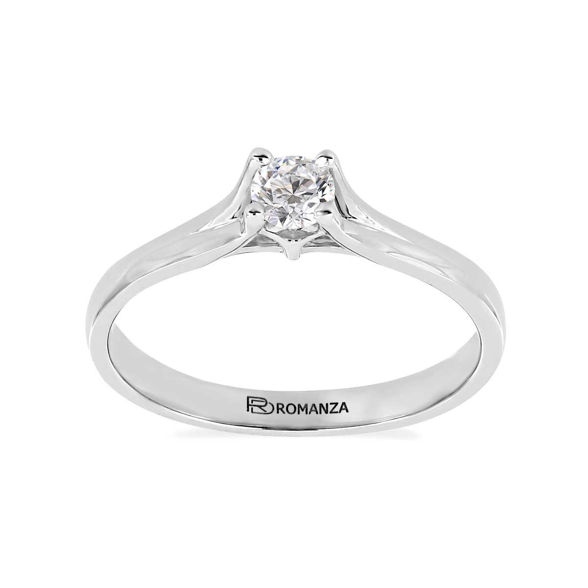 Anillo 14Kt Y Diamante Oro Blanco Romanza