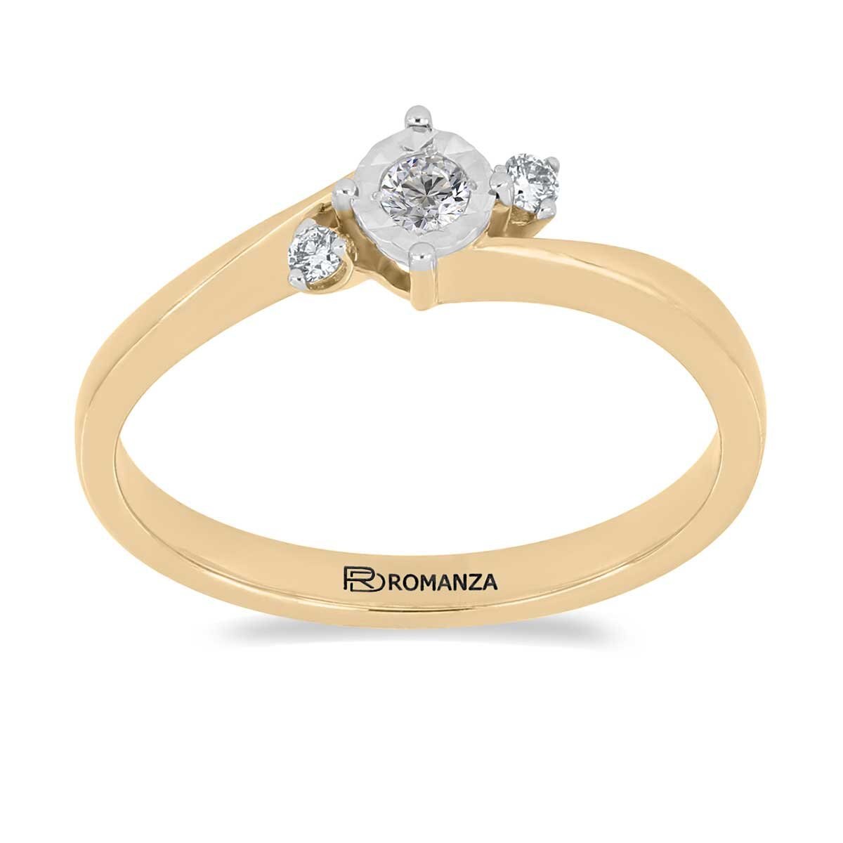 Anillo 14K Y Diamante Oro Amarillo Romanza