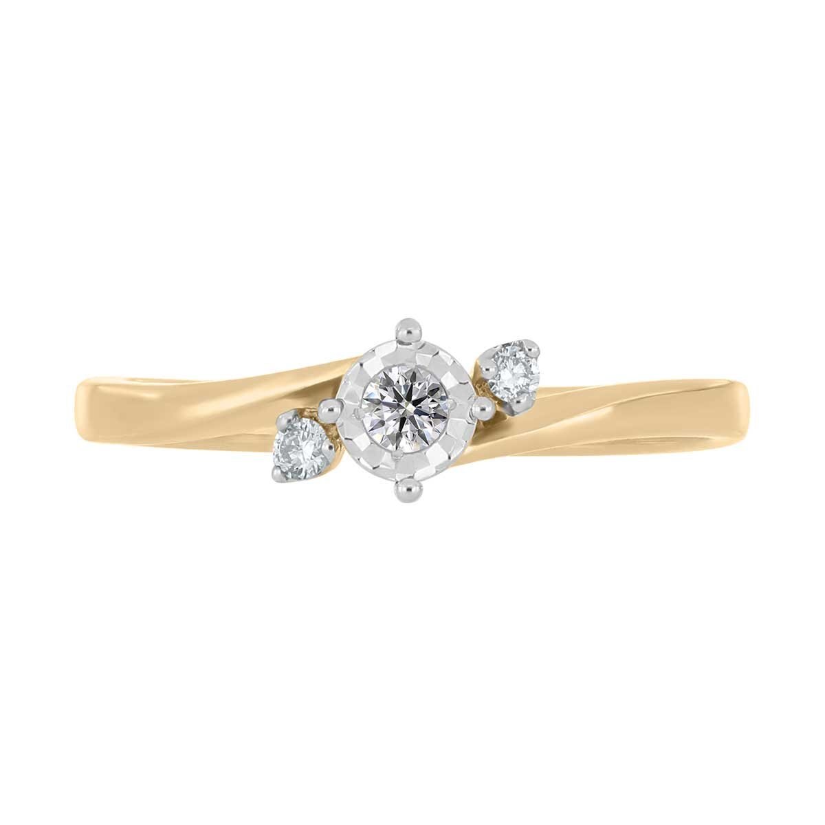 Anillo 14K Y Diamante Oro Amarillo Romanza