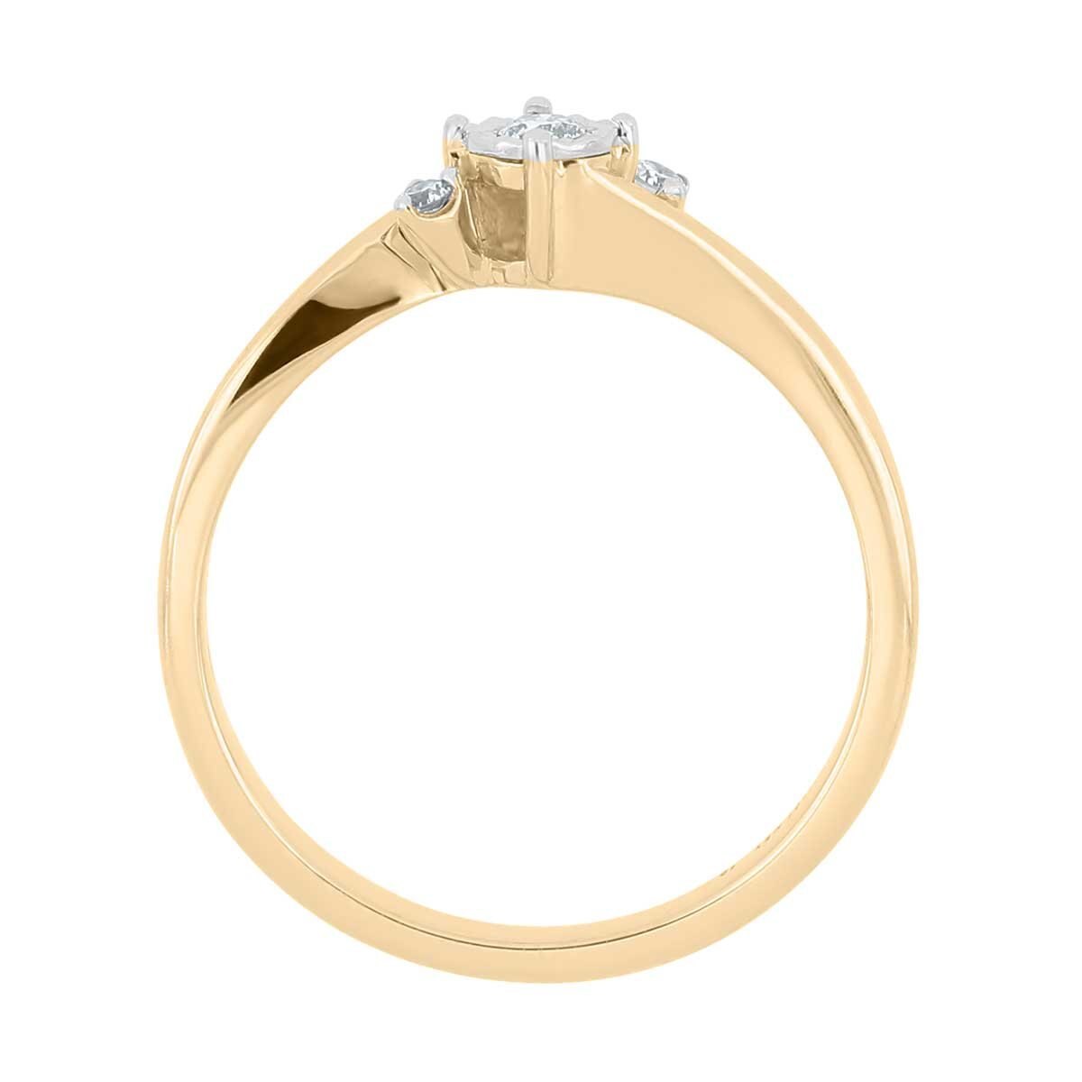 Anillo 14K Y Diamante Oro Amarillo Romanza