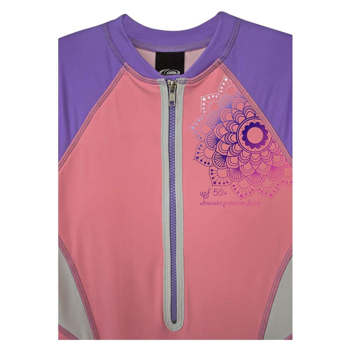 Body Bikini Rosa con Morado Cuello Henley con Cierre al Frente Skysoul