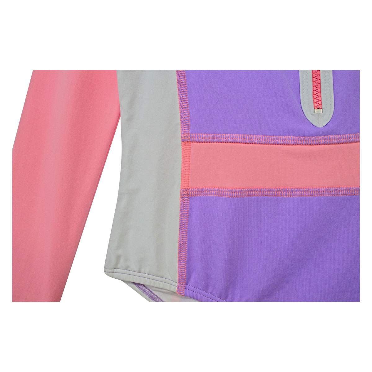 Body Bikini Morado con Rosa Cuello Henley con Cierre al Frente Skysoul