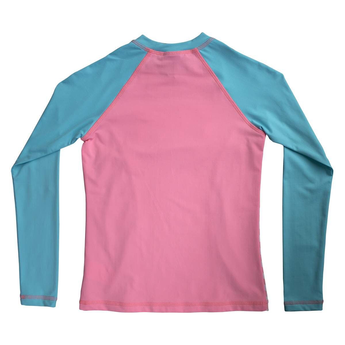 Playera de Surf Rosa con Azul Cuello Redondo Manga Larga Skysoul