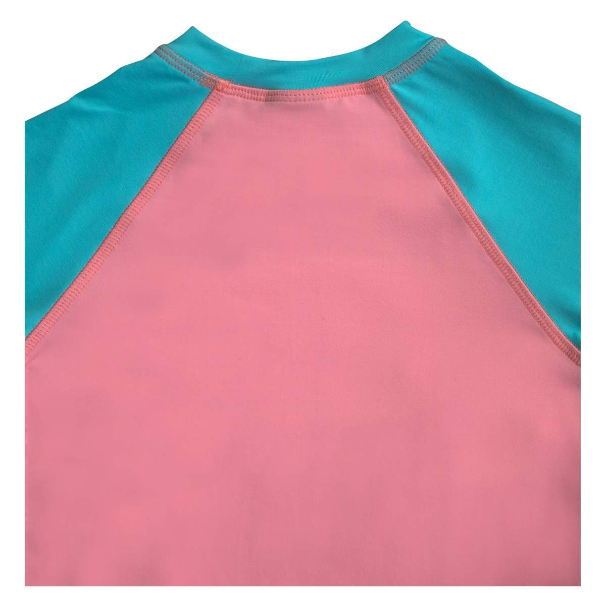 Playera de Surf Rosa con Azul Cuello Redondo Manga Larga Skysoul