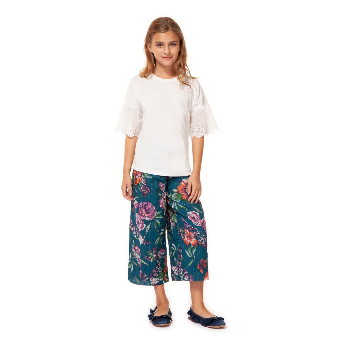 Blusa Blanca de Manga 3/4 Dex para Niña