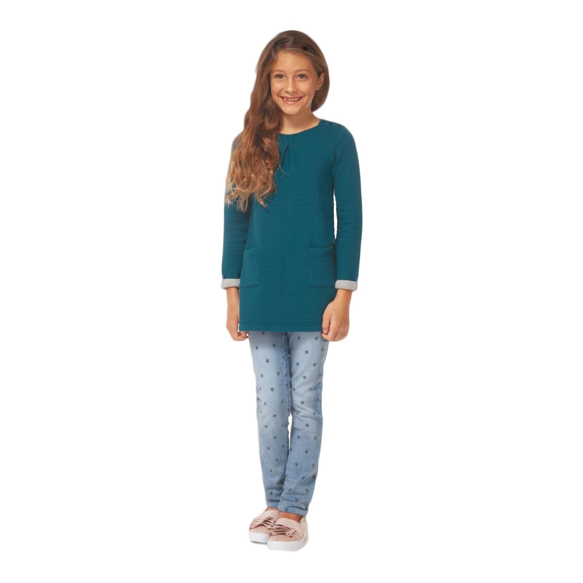 Vestido Azul Turquesa Manga Larga Dex